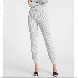 Express Light Gray Ribbed Joggers